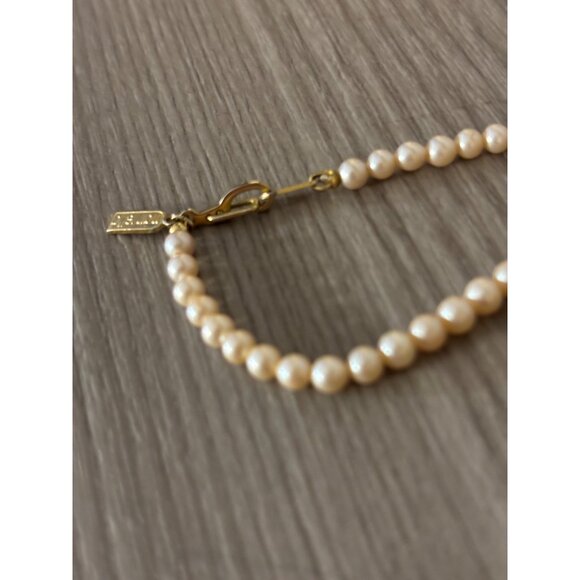 Marvella Faux Pearl Necklace With Gold-Tone Clasp & Tag Vintage Beaded Jewelry - Picture 7 of 11